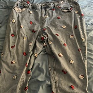 A pair of hello kitty jeans that were only worn a few times from hot topic